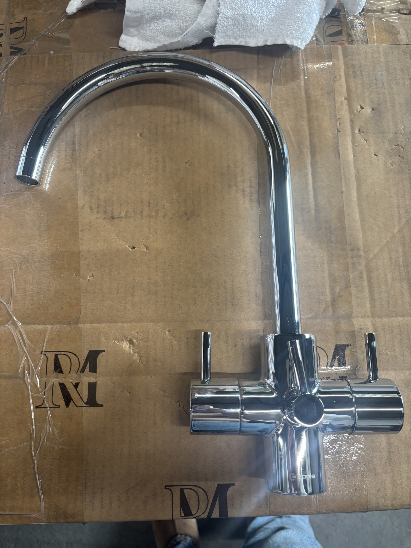 Chrome Finish Kitchen Twin Lever Tap